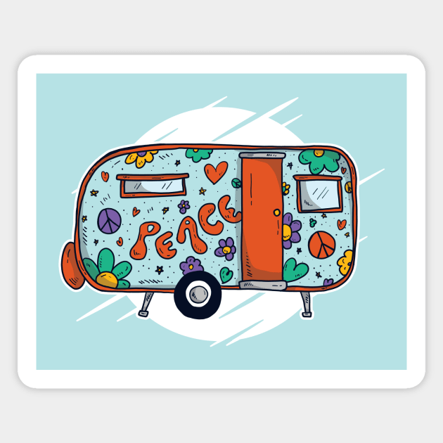 Hippie Caravan Sticker by Urban_Vintage